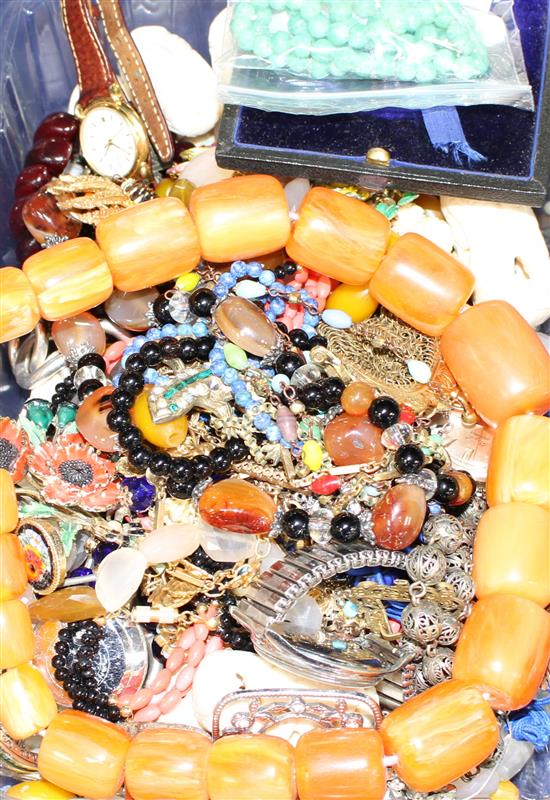 A group of assorted costume jewellery and watches etc.